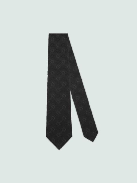 GUCCI Horsebit jacquard silk wool tie