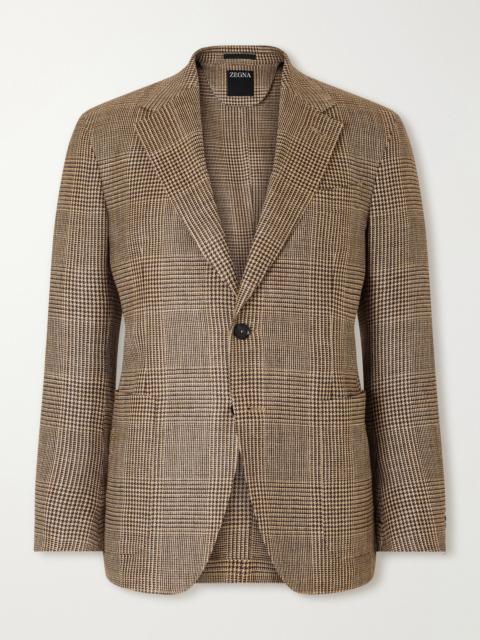 ZEGNA Houndstooth Linen, Silk and Wool-Blend Blazer