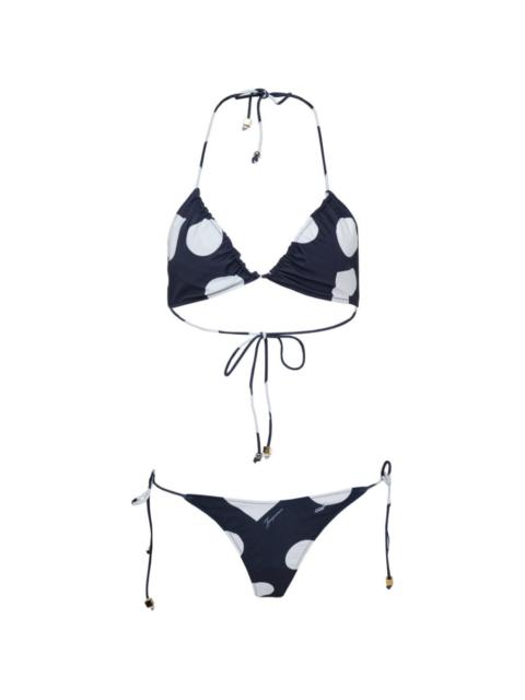 JACQUEMUS Triangle polka-dot triangle bikini set