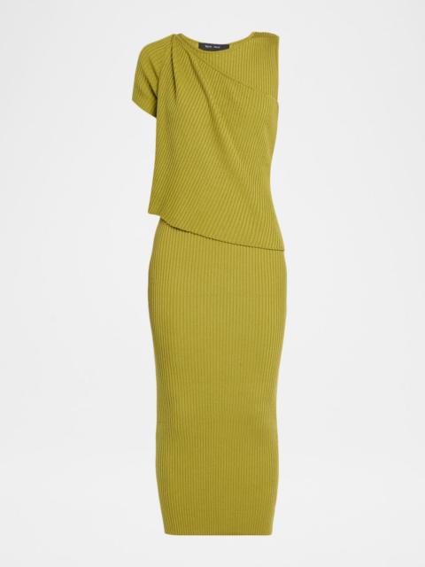 Wynn Hamlyn Shrug Rib-Knit Midi Dress