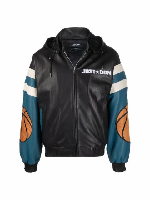 Just Don Chicago leather hooded bomber jacket