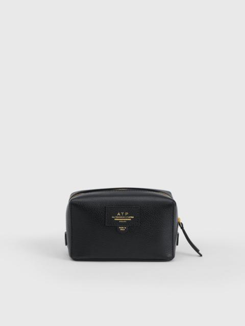 ATP ATELIER Capanne Black Grained Leather Beauty Bag