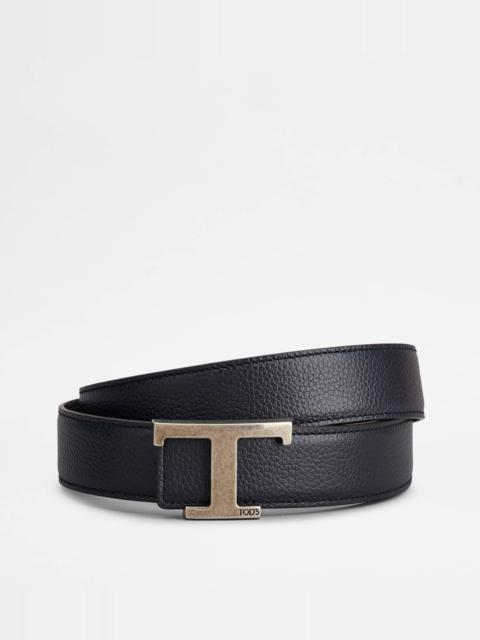 Tod's T TIMELESS REVERSIBLE BELT IN LEATHER - BLUE