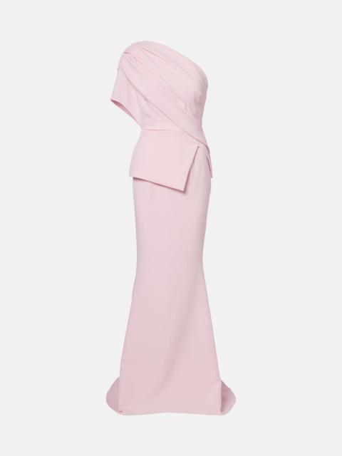 Safiyaa Elyna one-shoulder crêpe gown