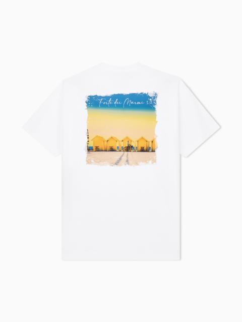 GIORGIO ARMANI COTTON INTERLOCK JERSEY T-SHIRT WITH PRINT ON THE BACK