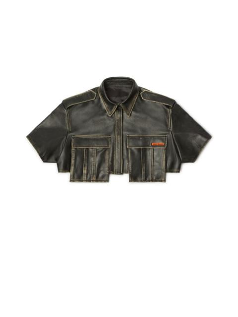 Heron Preston Distressed Leather Shirt