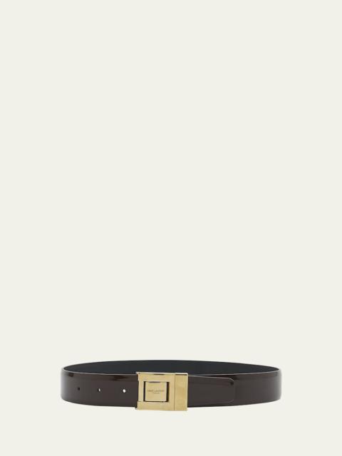 SAINT LAURENT Patent Leather Belt With Golden Hardware