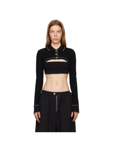 Dion Lee Black Shrunken Snap Polo