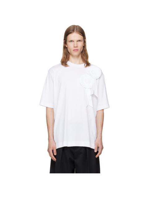 Simone Rocha White Ruffle Rosette Boxy T-shirt