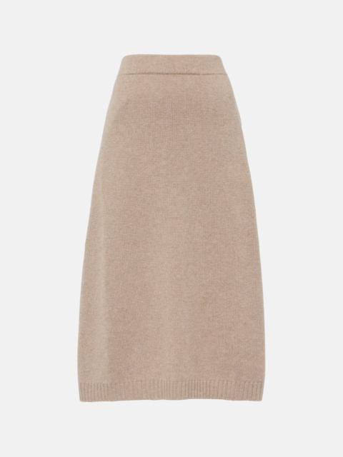 Wool and silk blend midi skirt