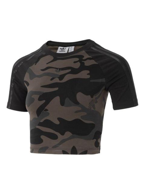adidas (WMNS) adidas Camo Cropped Top 'Olive Green' JI5740