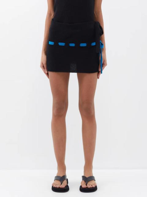 Nimbus running-stitch cashmere-blend mini skirt