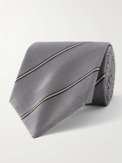 Brunello Cucinelli 8cm Striped Silk-Herringbone Tie