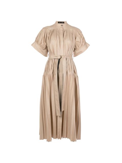 pleated poplin belted dress