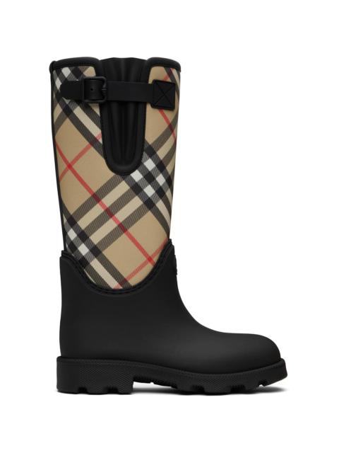 Burberry Black Rubber Marsh Stamp High Boots