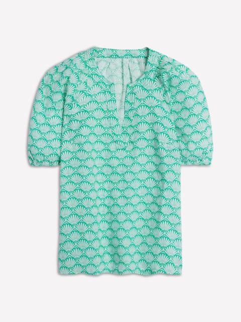 BODEN Brooke Linen Top-Aquamarine, Deco Palm