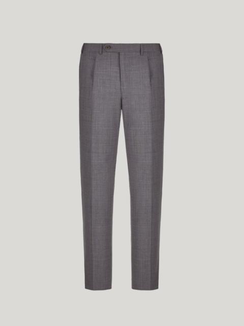 Canali GRAY PURE IMPECCABILE WOOL REGULAR-FIT PANTS WITH PLEAT