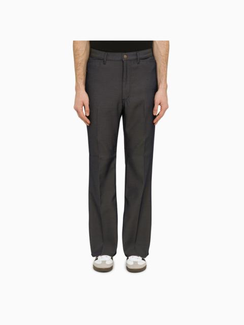 Straight twill navy blue trousers