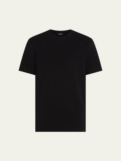 ZEGNA Men's Cotton Jersey Tonal Logo T-Shirt