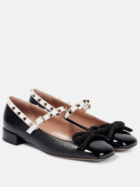 Valentino Rockstud Bow patent leather Mary Jane flats