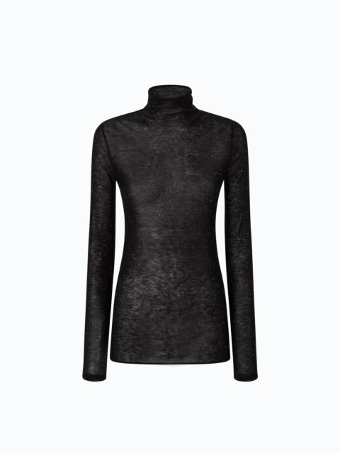 PINKO SLIM-FIT HIGH-NECK SWEATER WITH MICRO-SEQUINS