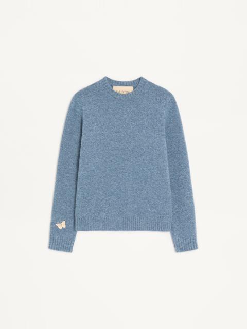 Valentino VALENTINO WOOL SWEATER WITH EMBROIDERED BUTTERFLY PATCH