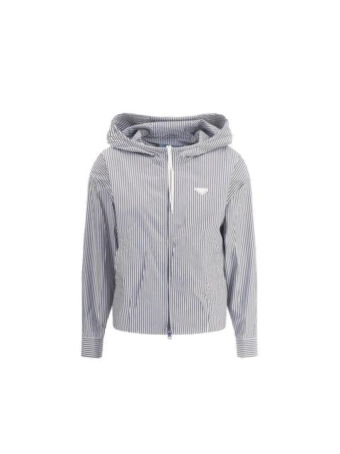 Prada Prada Striped Nylon Hooded Jacket — Blue