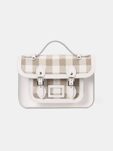 Cambridge Satchel The Mini - Taupe Plaid & Brilliant White