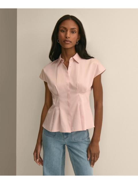 Brooks Brothers Supima® Cotton Sateen Pleated Peplum Shirt