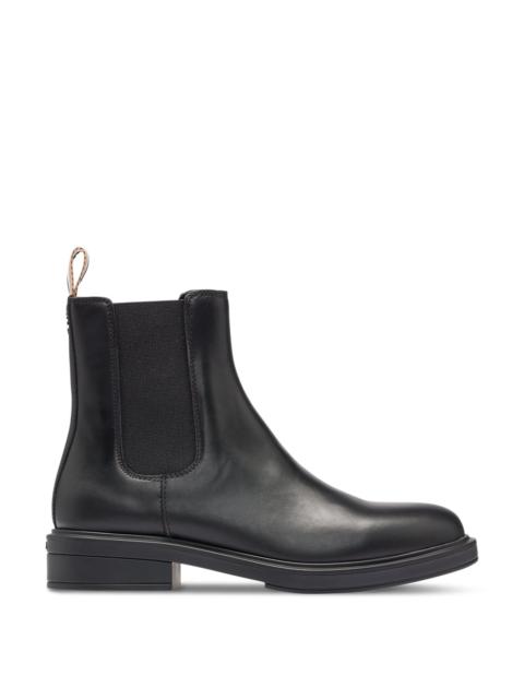 BOSS LEATHER CHELSEA BOOTS WITH BRANDED TRIM AND SIGNATURE STRIPE