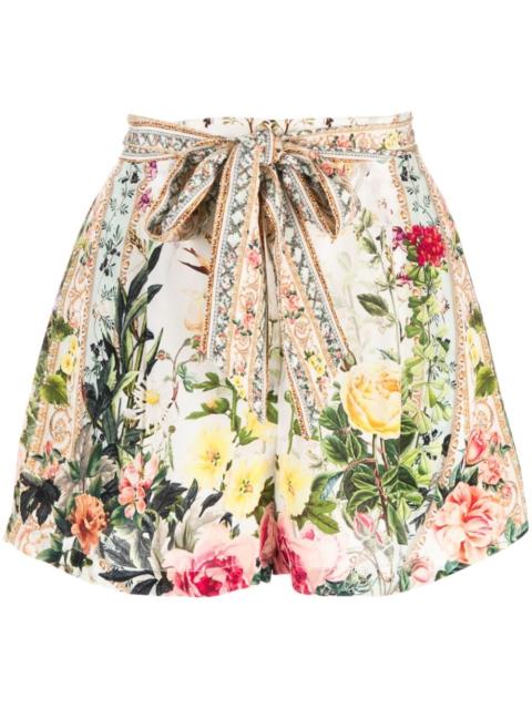 CAMILLA Renaissance Romance-print silk shorts