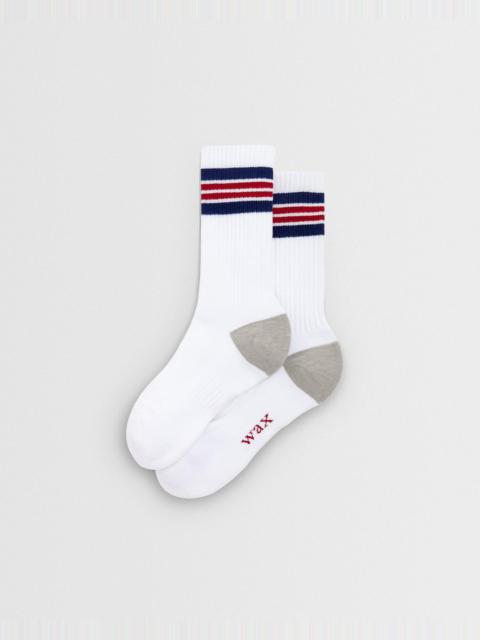 Wax London Thorpe - White And Red Branded Stripe Socks
