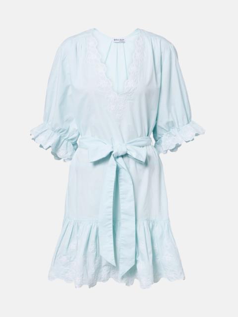 juliet dunn Embroidered cotton poplin minidress