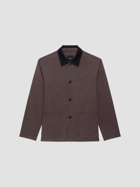 Theory Men's Corduroy-Collar Cotton Twill Jacket - Classic Brown