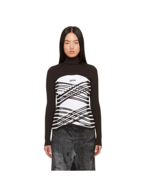 Jean Paul Gaultier Brown & White Striped Turtleneck