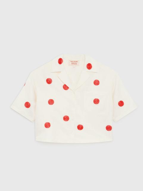 maje Embroidered linen and silk shirt