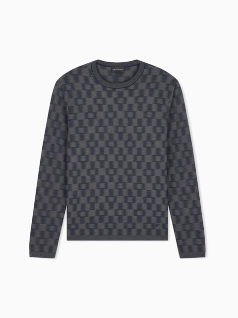 EMPORIO ARMANI PATTERN-KNIT VIRGIN WOOL JUMPER SIGNATURE CAPSULE