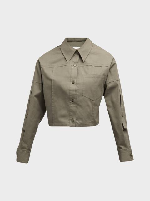 Cropped Convertible-Sleeve Shirt Jacket