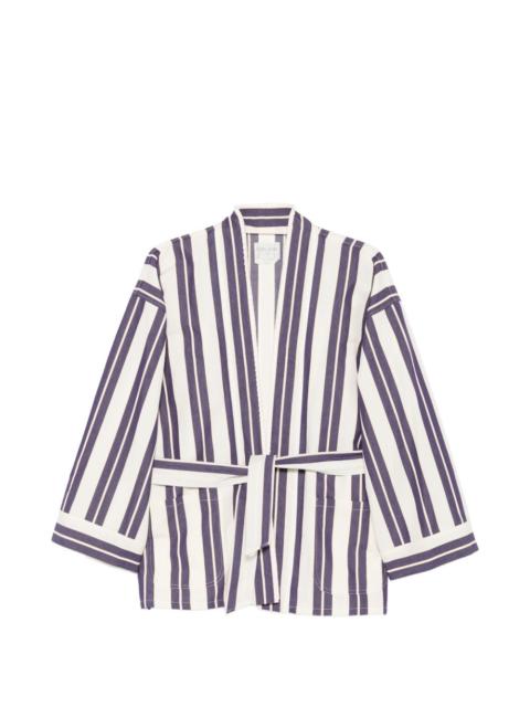 forte_forte striped belted jacket