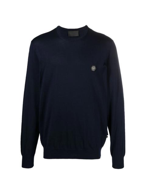 PHILIPP PLEIN logo patch crew-neck jumper