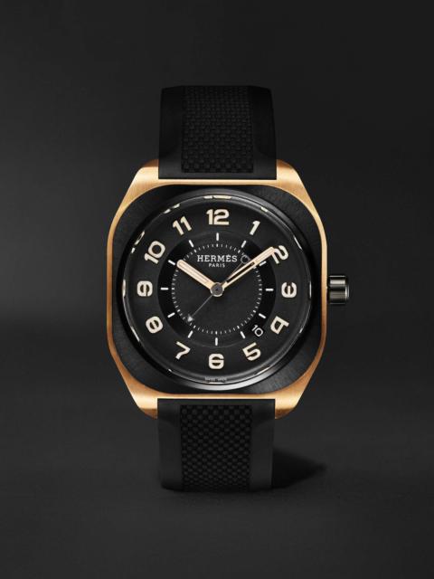 Hermès H08 Automatic 39mm DLC-Coated Titanium, Rose Gold and Rubber Watch, Ref. No. 060124WW00
