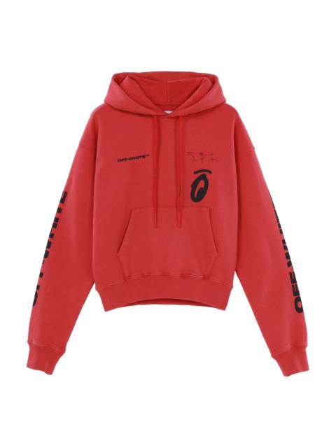 Off-White Off-White FW19 Splitted Arrows Oversized Graffiti Hooded Fleece Men Red OMBB037E19D250102010