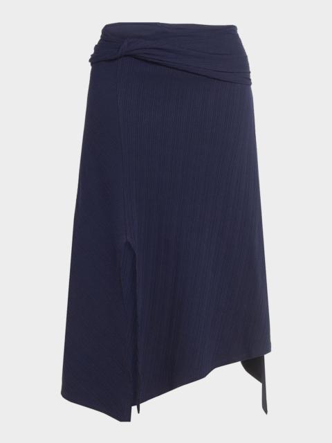 Victoria Beckham Twisted Cotton Plisse Midi Handkerchief Skirt