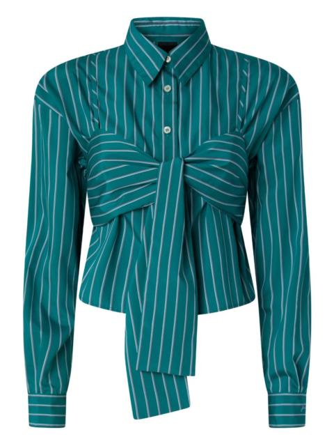 PINKO striped-pattern tie-front shirt