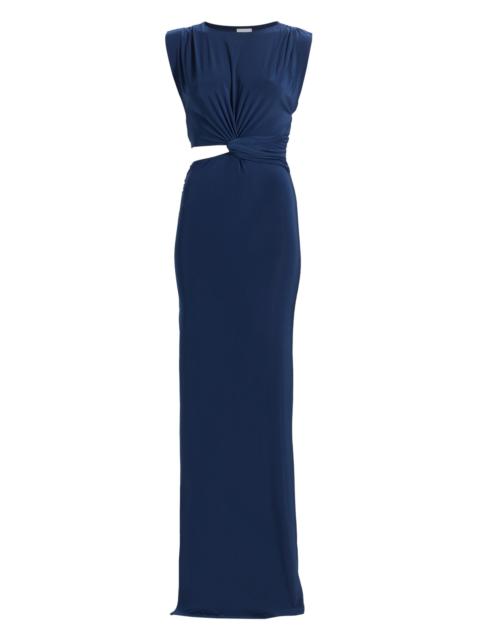 MISA Women's Yvette Draped Cut-Out Maxi Dress - Navy