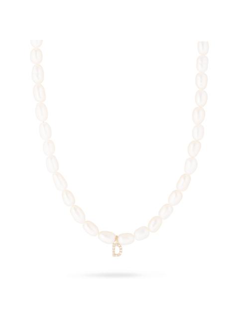 STONE AND STRAND Freeform Pearl Diamond Initial Necklace