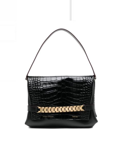 Victoria Beckham Classic Chain embossed-crocodile clutch bag