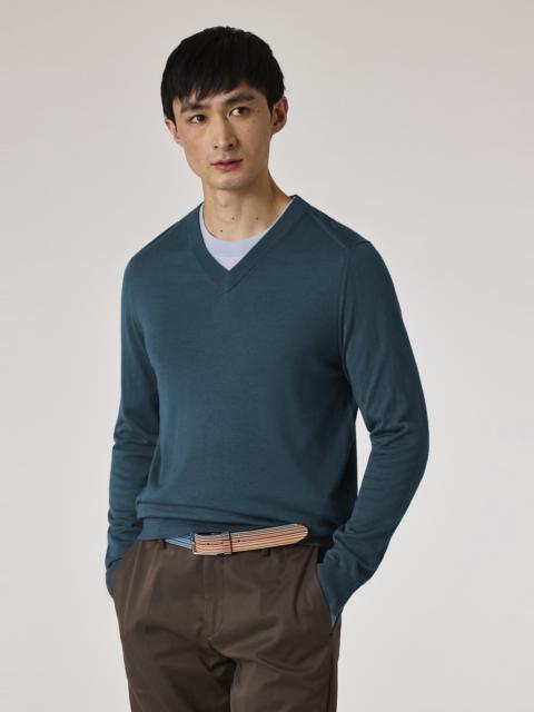 Paul Smith Slate Green Merino Wool V-Neck Sweater