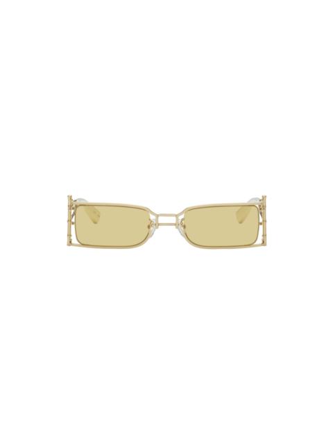 FENG CHEN WANG SSENSE Exclusive Gold Bamboo Sunglasses