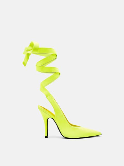 THE ATTICO ''VENUS'' RIBBON FLUO YELLOW SLINGBACK